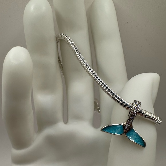 Genuine 925 Sterling Silver Whale / Mermaid Tail Charm - Picture 4 of 7